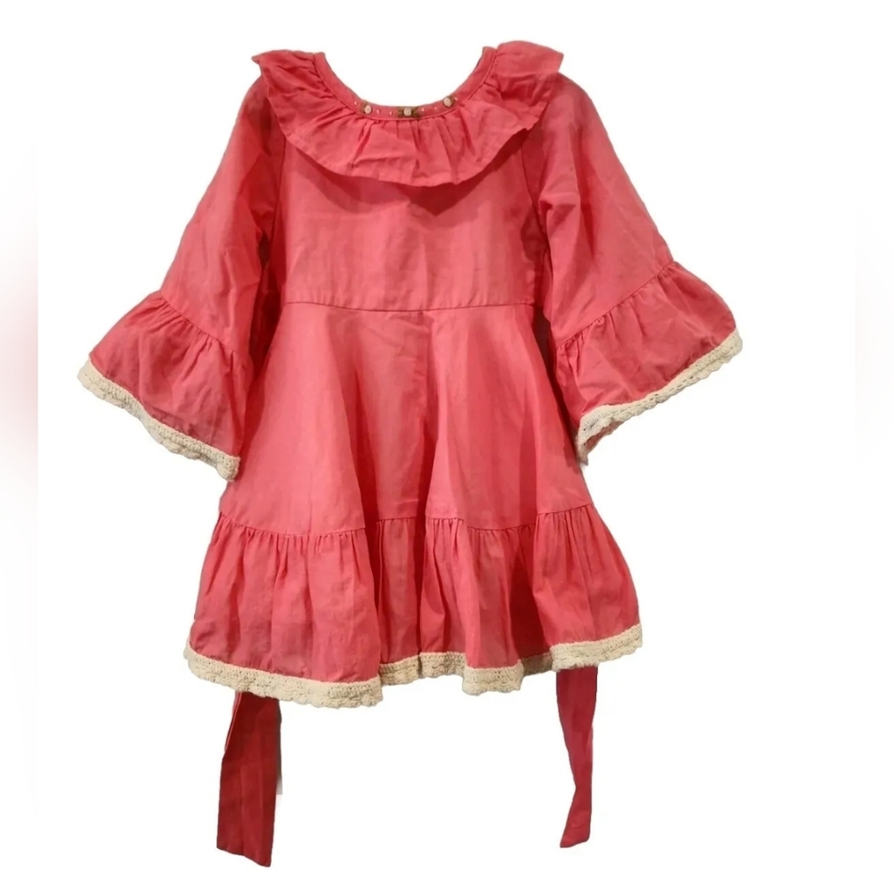 WDW Well Dressed Wolf Daydream Mandy Pink Long Bell Sleeve Boho Dress 24 Mo